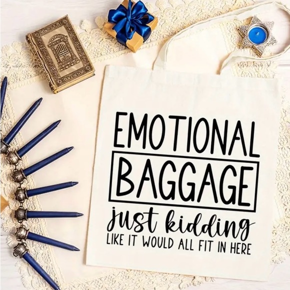 NWT HUMOROUS EMOTIONAL BAGGAGE TOTE - Picture 3 of 7